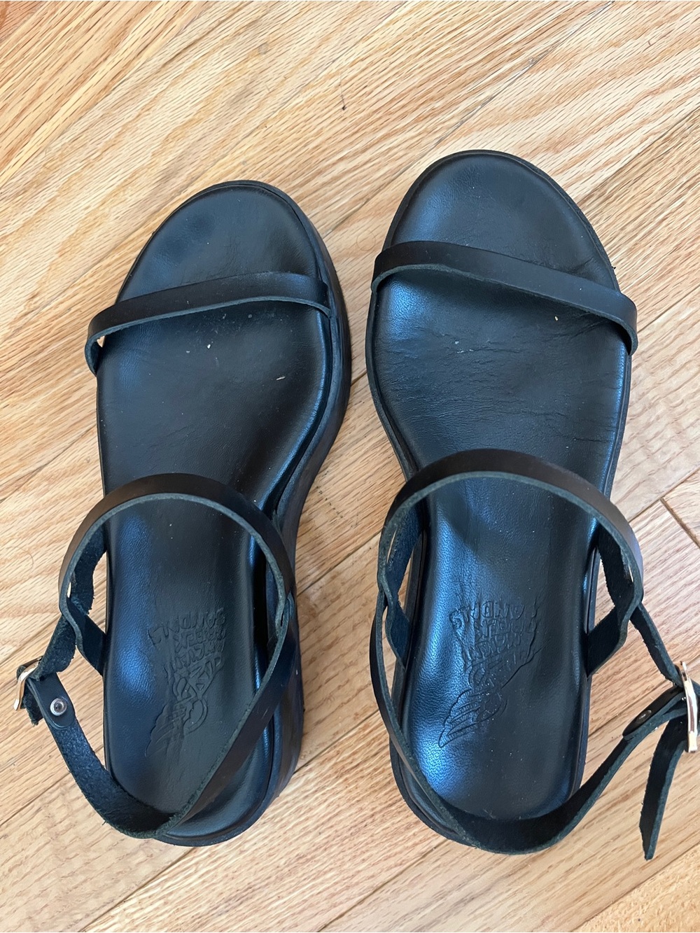 Ancient Greek Sandals Irida- Black Strappy  platform Sandals